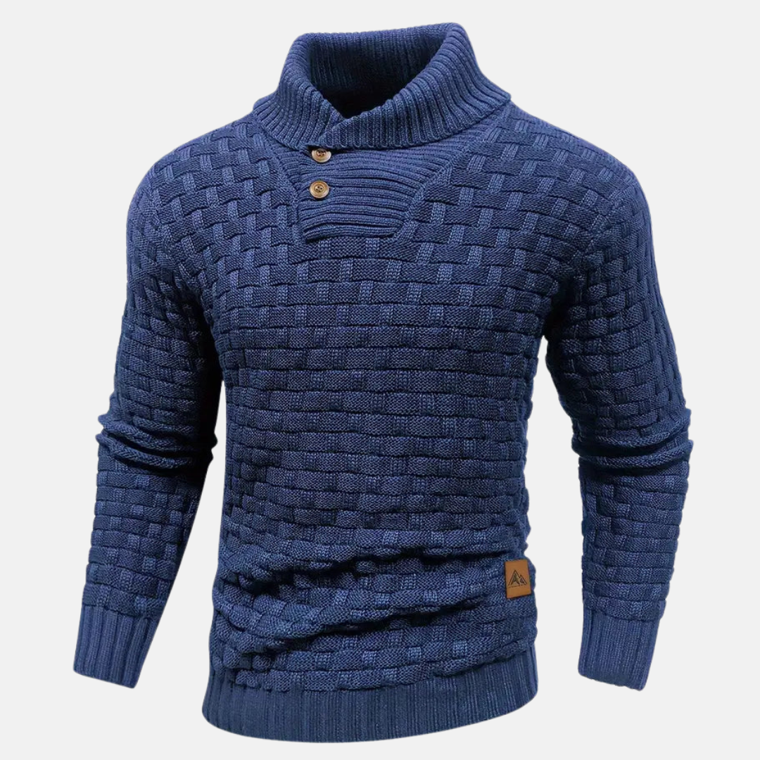 Mens Slim Fit Textured Knit Shawl Collar Sweater