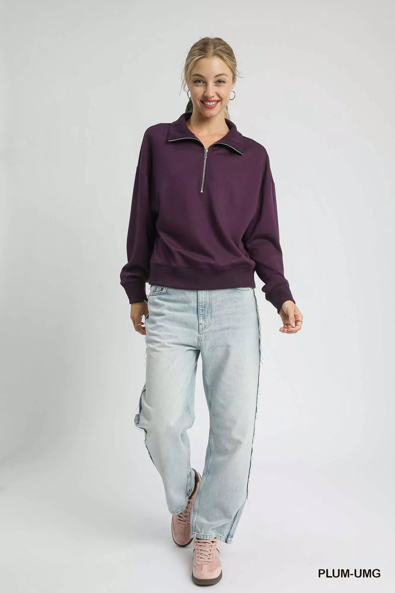 Casual Cozy Half Zip Pullover Sweatshirt
