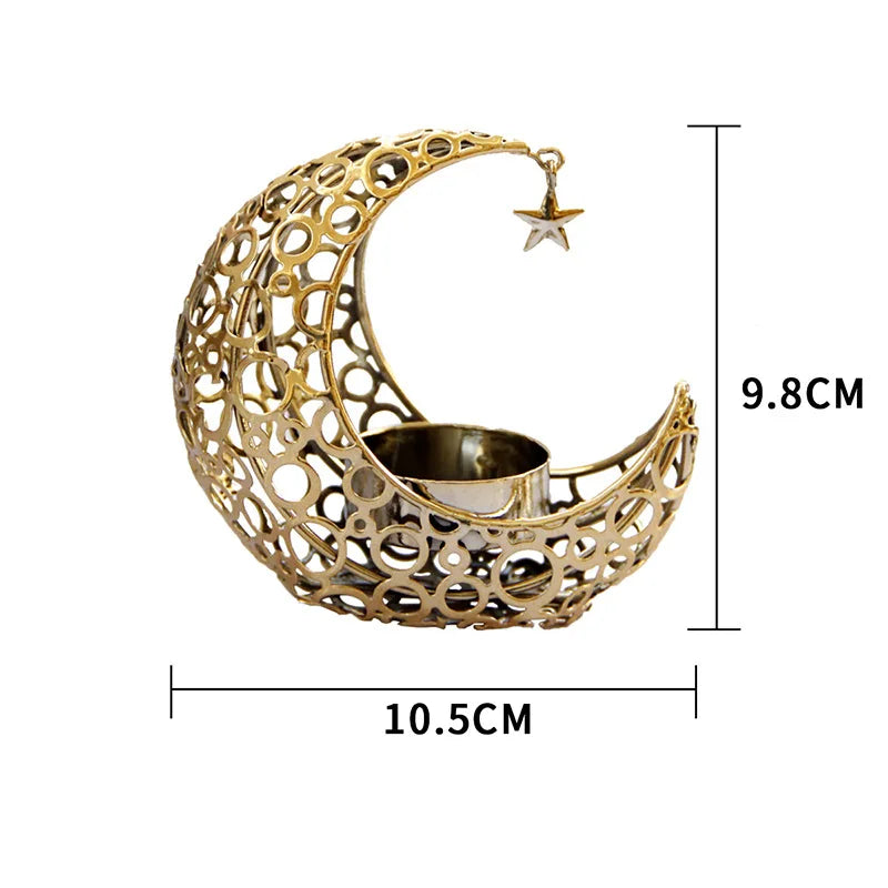 Modern Black Gold Moon and Stars Candle Holder
