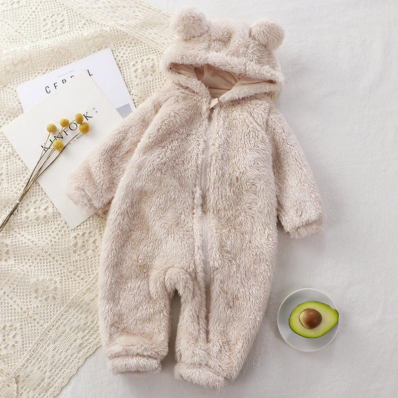 Lunoa™ - Baby Hooded Bear Ear Fluffy Romper