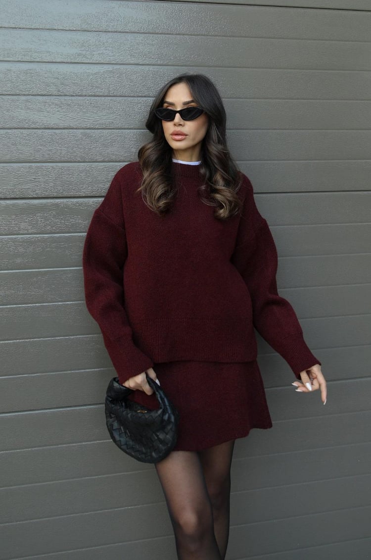Chic Knit Sweater & Mini Skirt Set for Cozy Fall Style