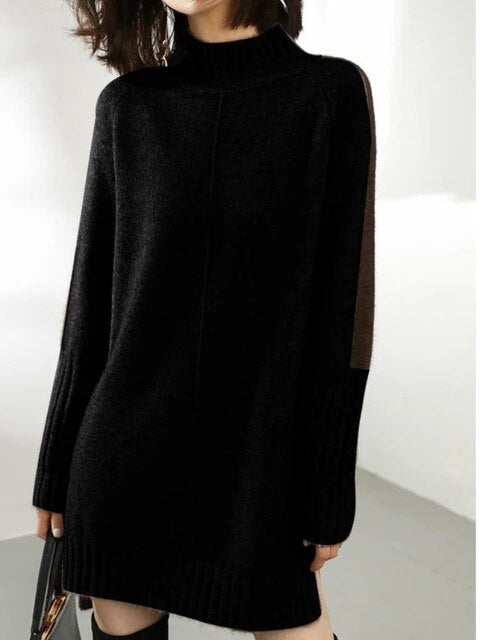 Cozy Knit Turtleneck Sweater Dress