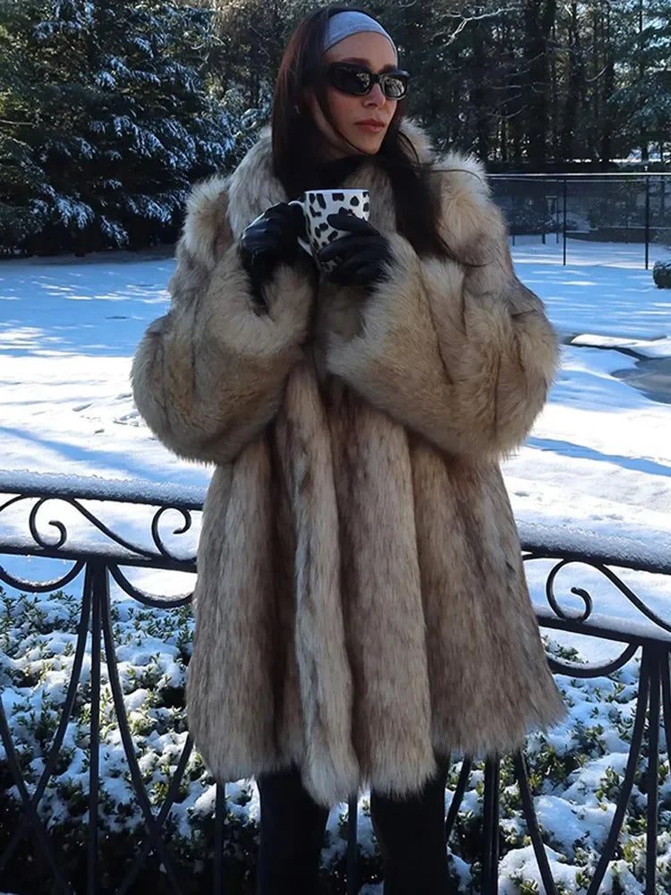 Luxurious Plush Faux Fur Coat