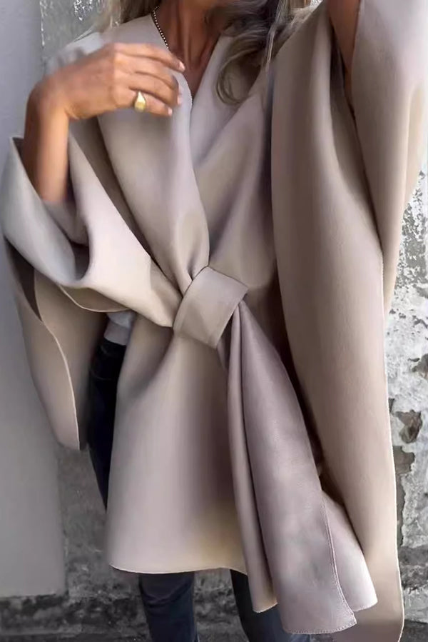 Cozy Loose V Neck Shawl Cape Jacket