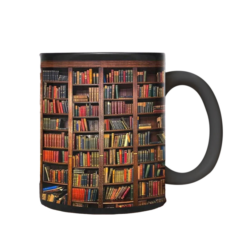 Ceramic 3D Bookshelf Mug for Book Lovers