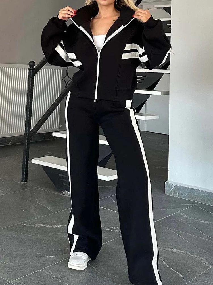 Cozy Casual 2-Piece Zip-Up Sweatshirt and Pants Set