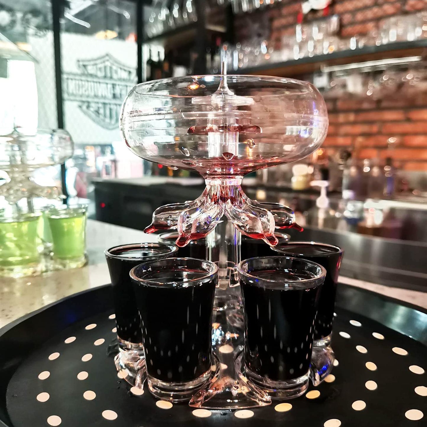 Vintage 6-Shot Glass Liquor Dispenser Bar Accessory