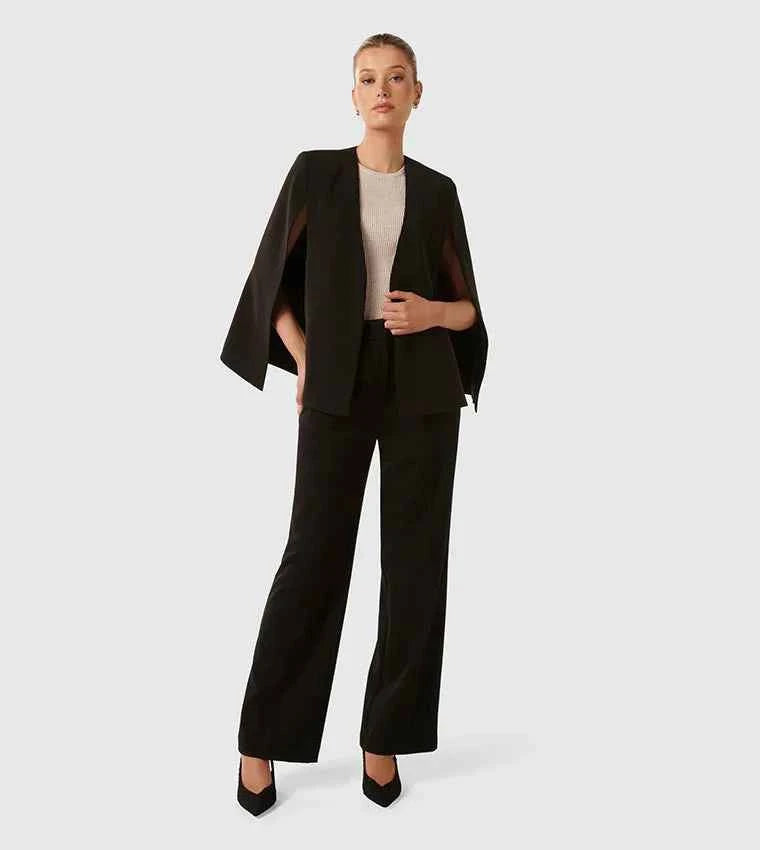 Elegant Women's Cape Blazer with Flowing Cut and Sleeve Slit
