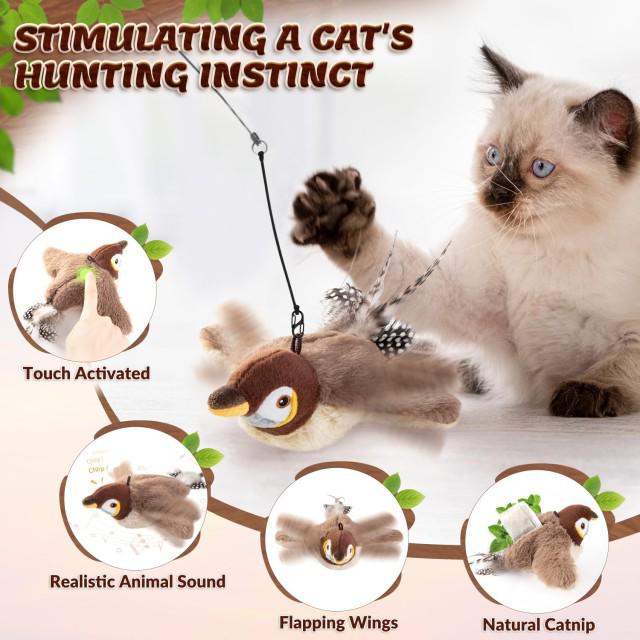 Interactive Chirping Bird Cat Toy for Active Playtime