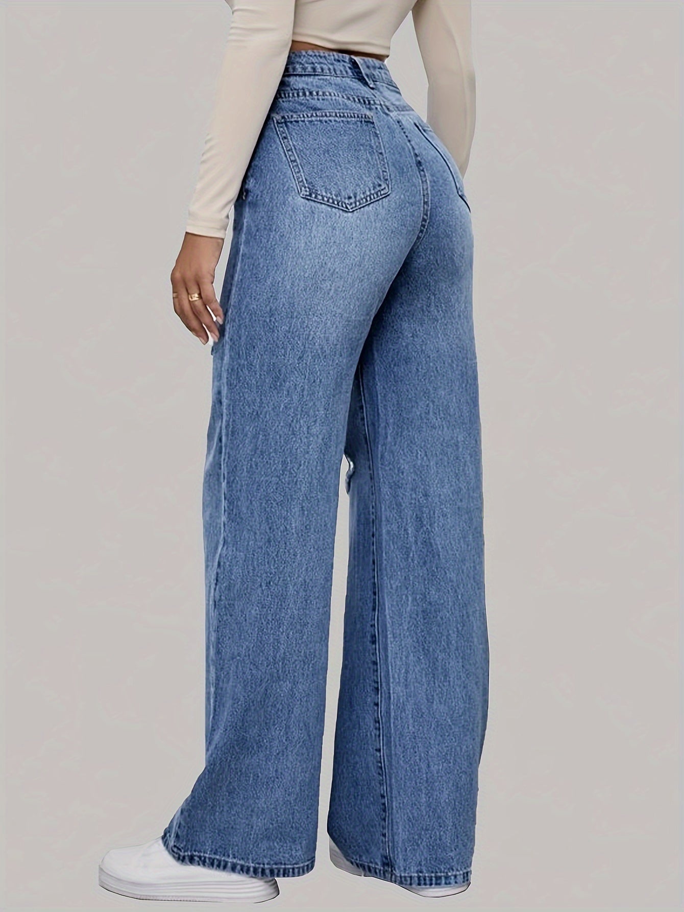 High-Waist Wide-Leg Denim Jeans with Bold Graphic Prints