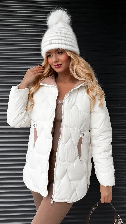 Cozy Quilted Jacket with Hood and Zipper Accents