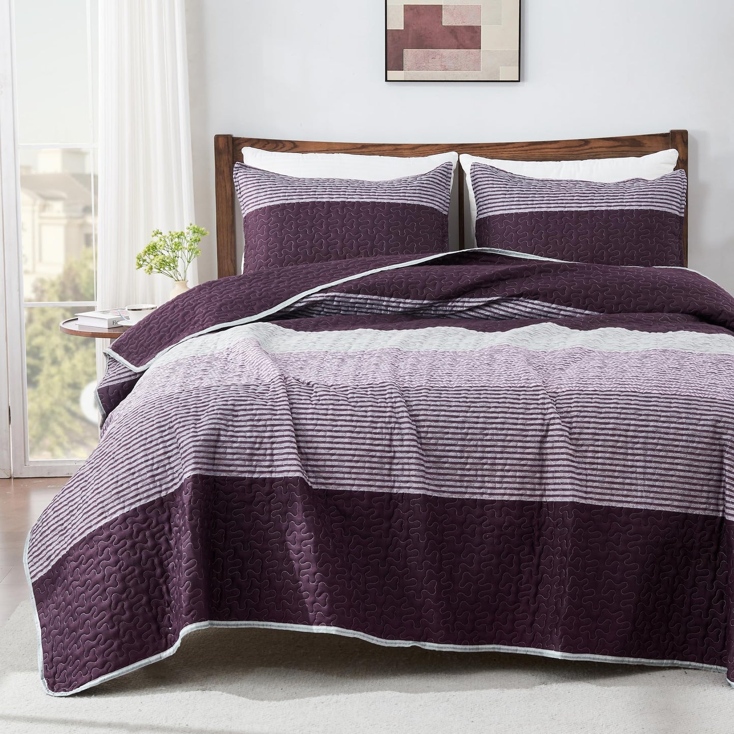 Striped Quilt Set with Cozy Cloudlike Comfort