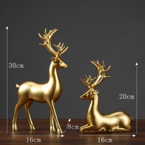 LuxeNest™ - Golden Deer Resin Sculpture for Elegant Home Decor