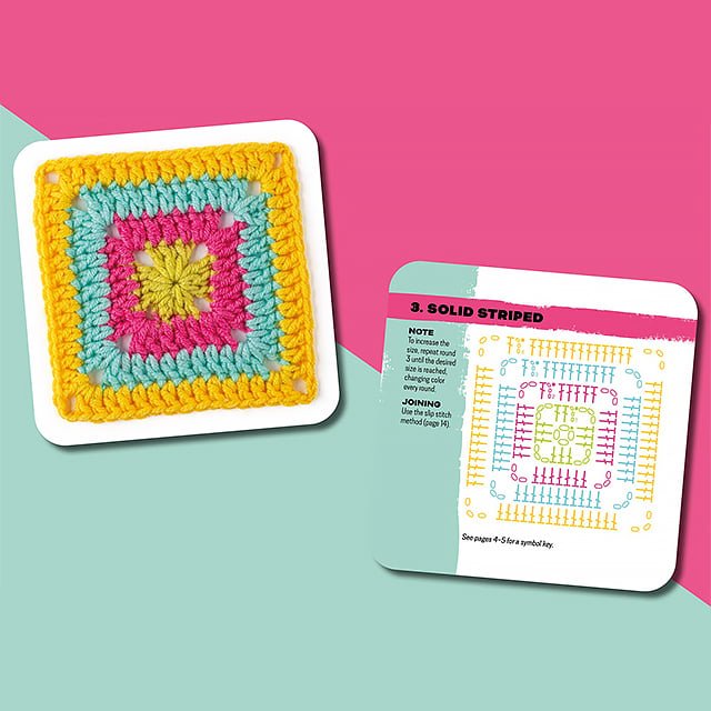 Colorful Granny Square Crochet Card Designs Set
