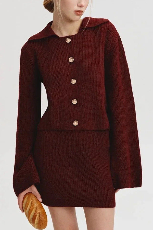 Cozy Knit Cardigan and Casual Mini Skirt Set