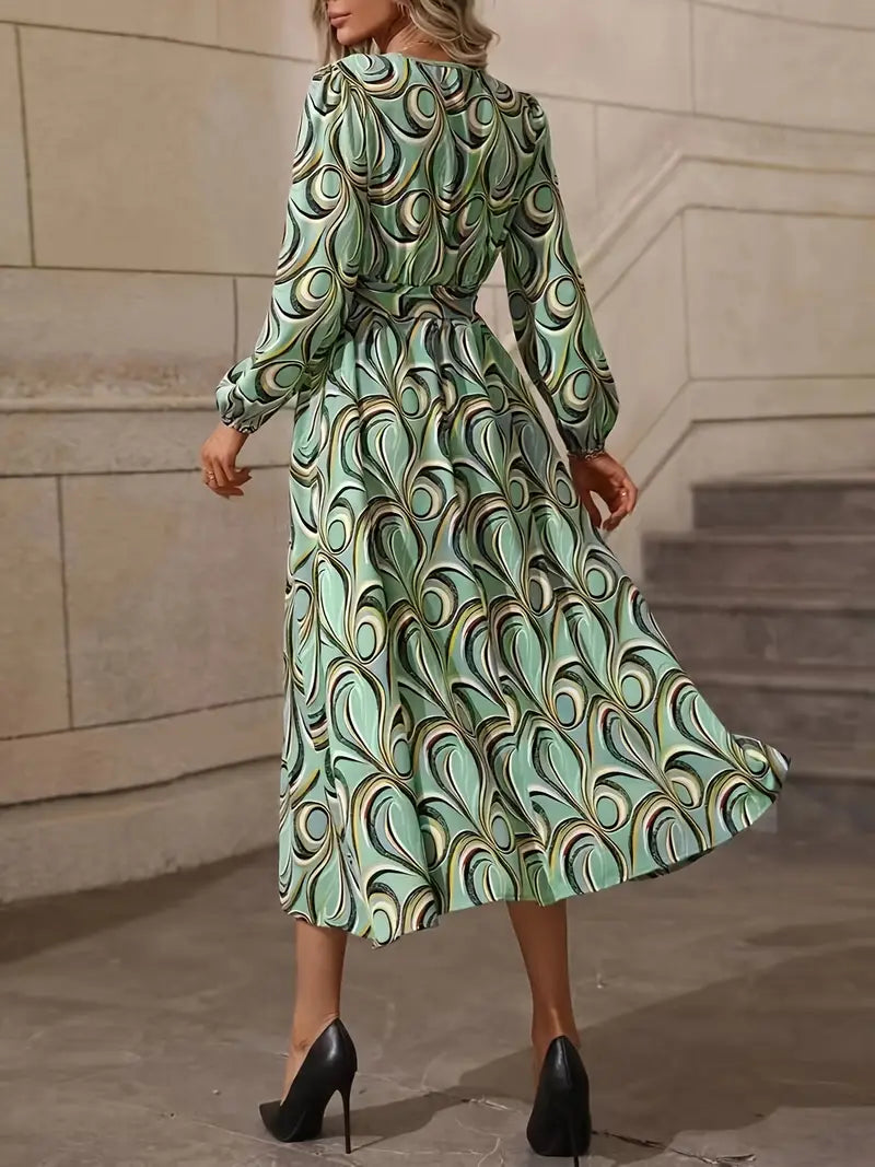 Elegant Wrap Neck Dress
