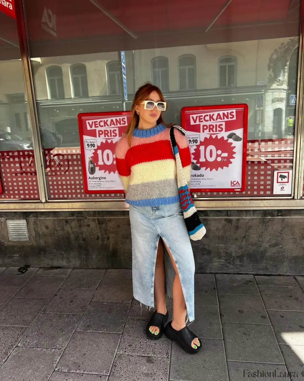 Colorful Striped Knit Pullover Sweater for Casual Chic Looks