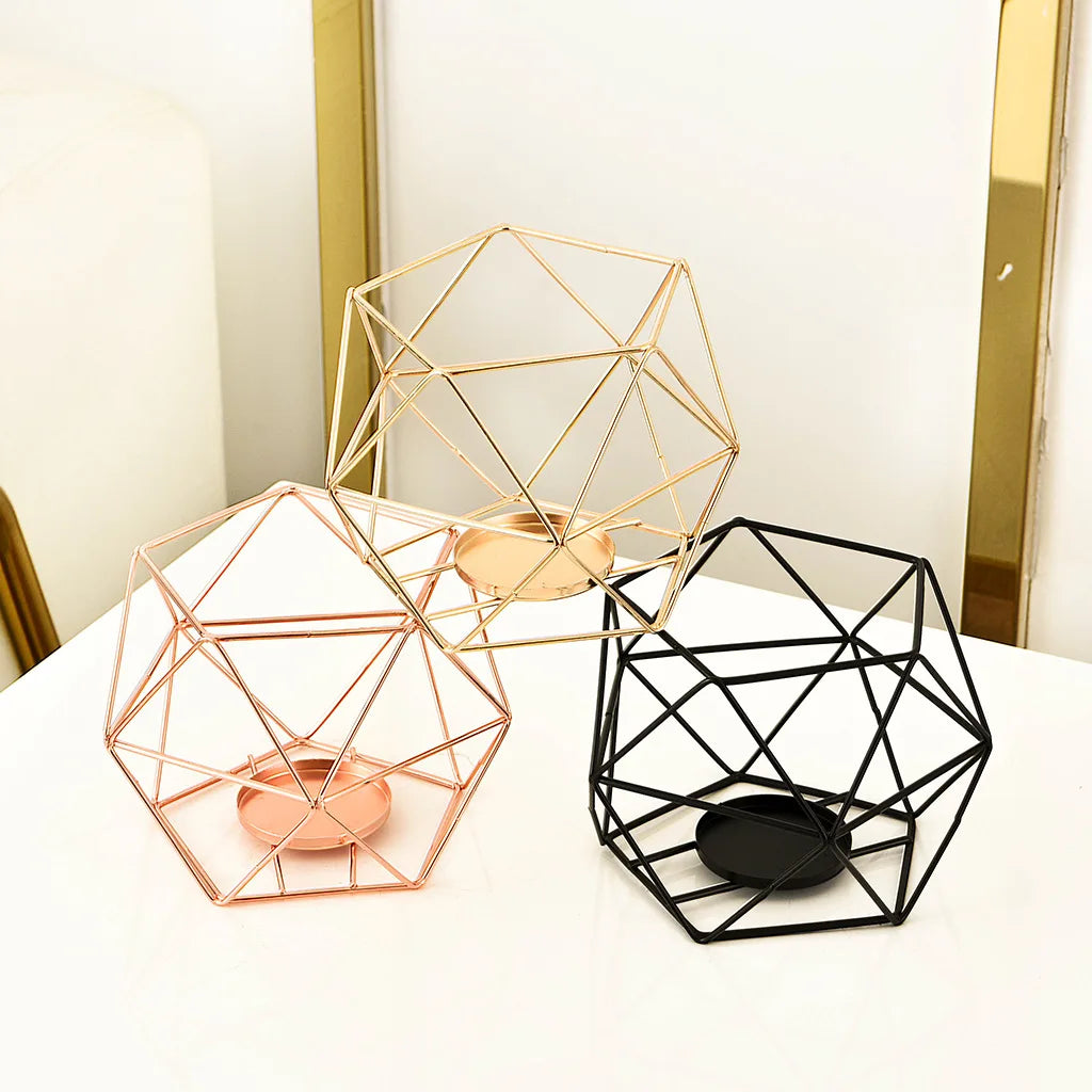 Modern Black Gold Moon and Stars Candle Holder