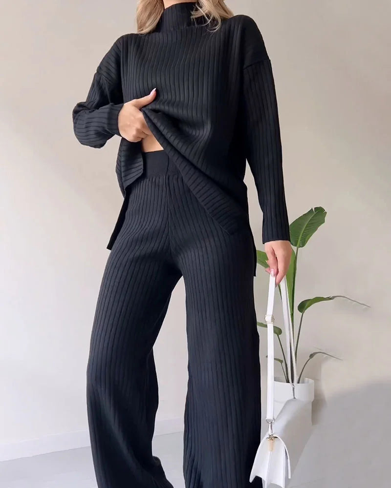 Chic Slit Two-Piece Set for Effortless Casual Style