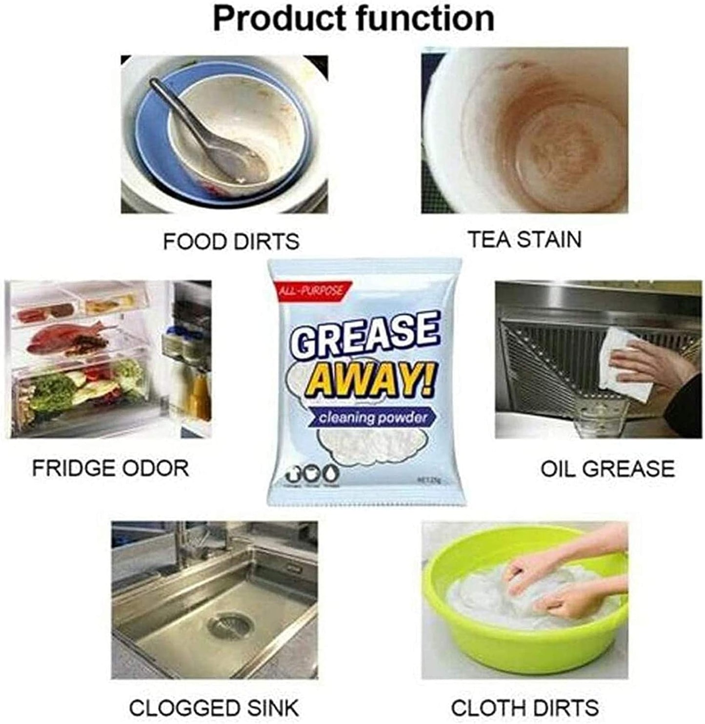 Natural Stain Remover Powder Set for Tough Grease and Dirt