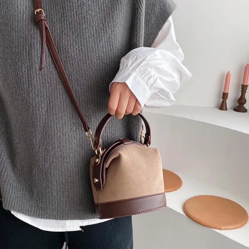 Retro Chic Bucket Shoulder Handbag