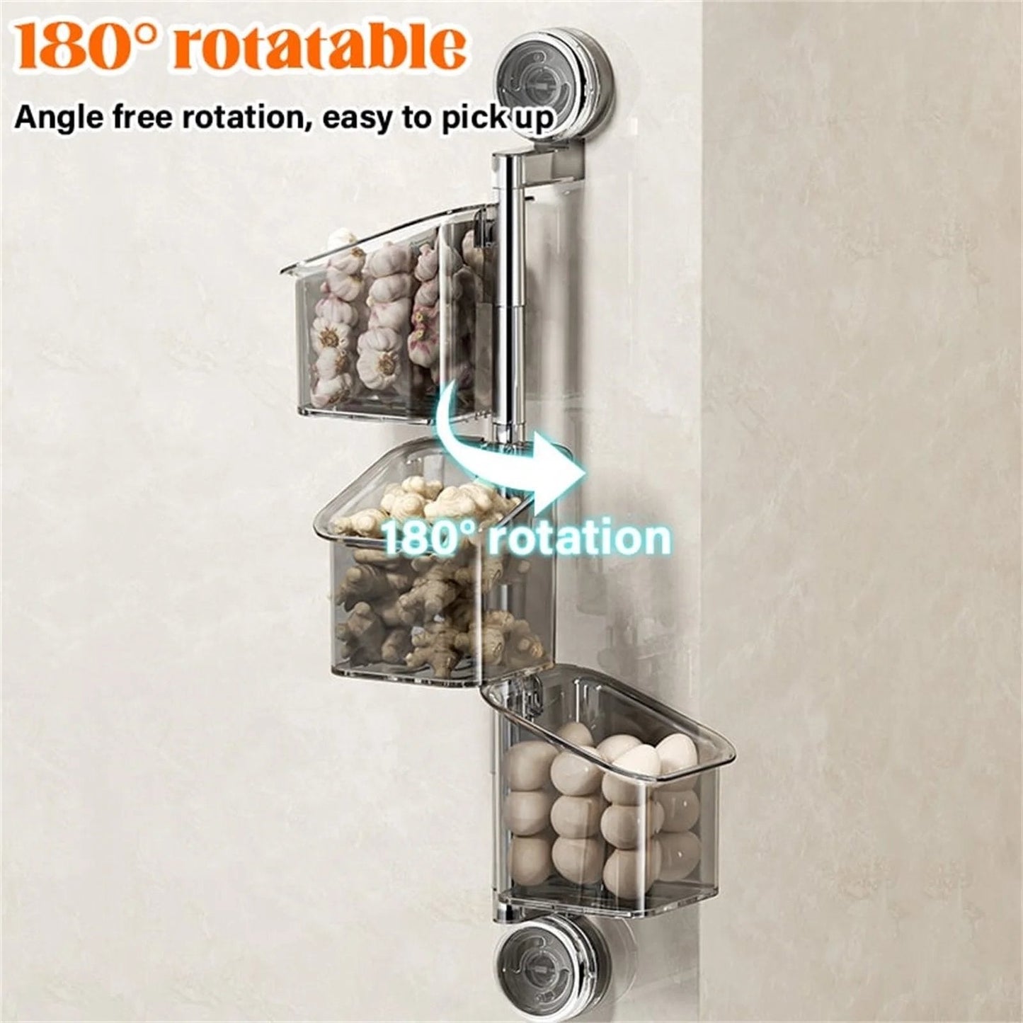 OrganizeEase™ - 3-Tier Rotating Kitchen Suction Shelf
