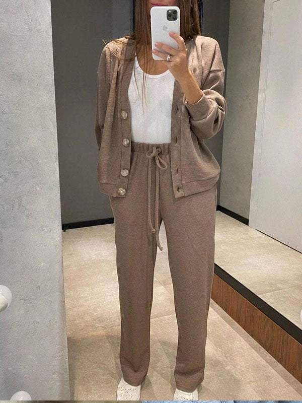 Cozy Casual V Neck Sweater and Pants Set