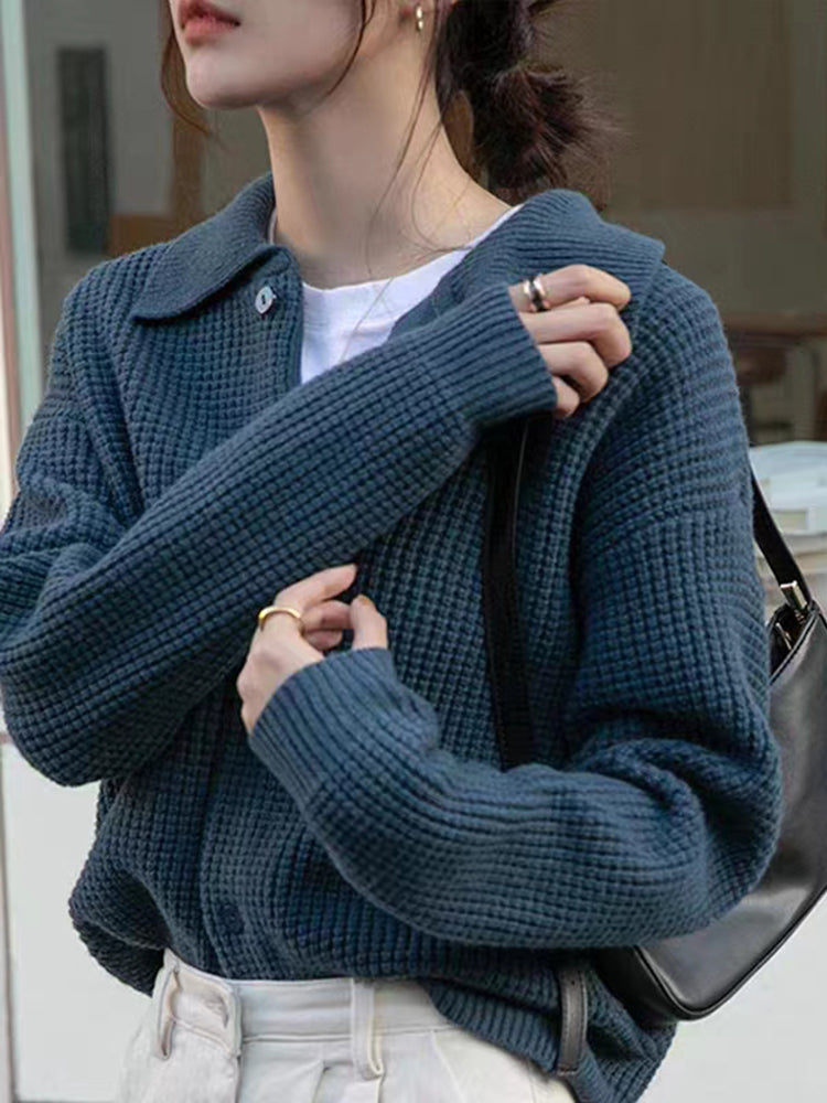 CozyNest™ - Jenna Loose Knit Cardigan Sweater