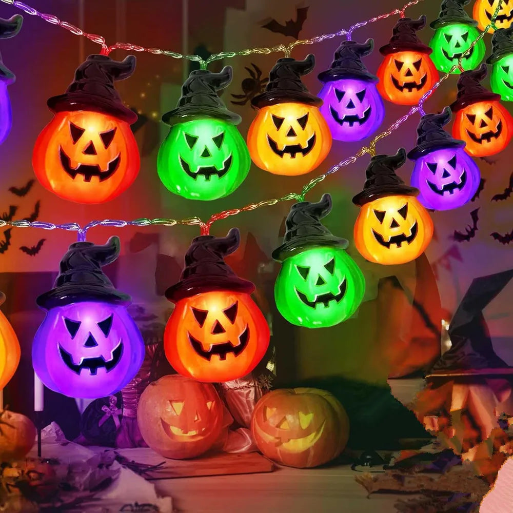 Halloween Pumpkin String Lights USB Battery Operated Indoor Outdoor Decor