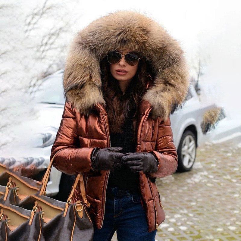 Cozy Fur Collar Hooded Jacket for Women