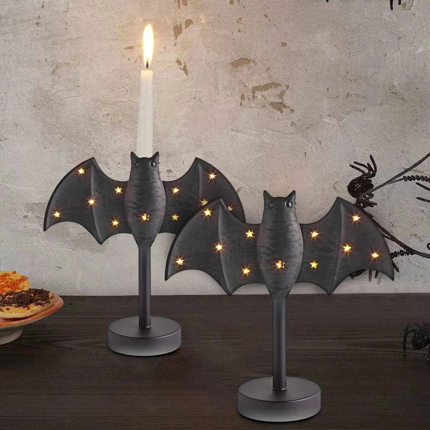 Gothic Bat Candle Holder for Cozy Halloween Decor