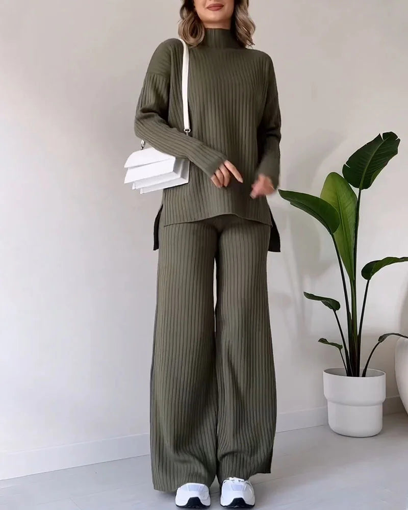 Chic Slit Two-Piece Set for Effortless Casual Style