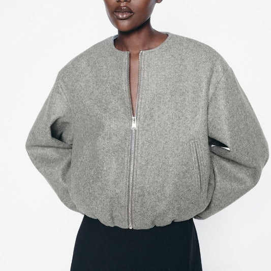 Zipper Soft Cropped Women’s Bomber Jacket