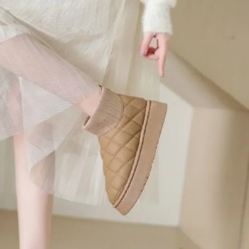 Cozy Knit Sock Booties with Thick Sole and Warm Lining