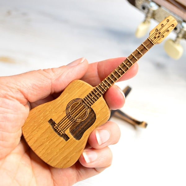 Handcrafted Wooden Guitar Pick Holder with Display Stand