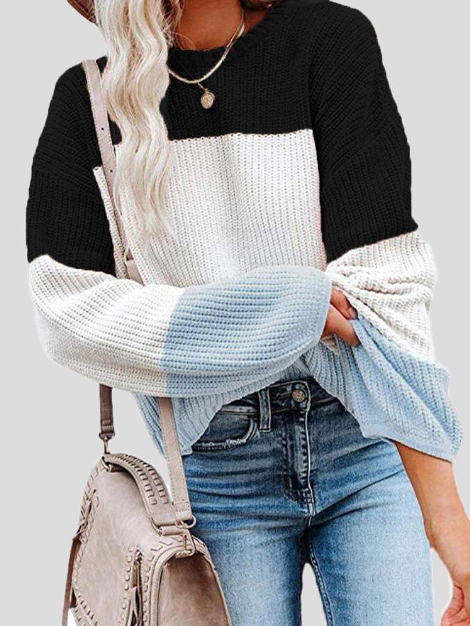 Cozy Colorblock Knit Sweater for Women