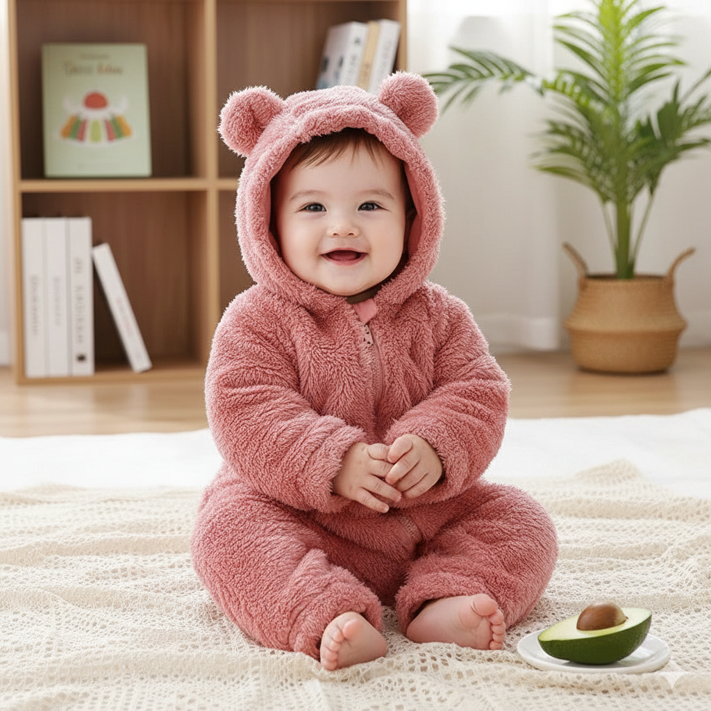 Lunoa™ - Baby Hooded Bear Ear Fluffy Romper
