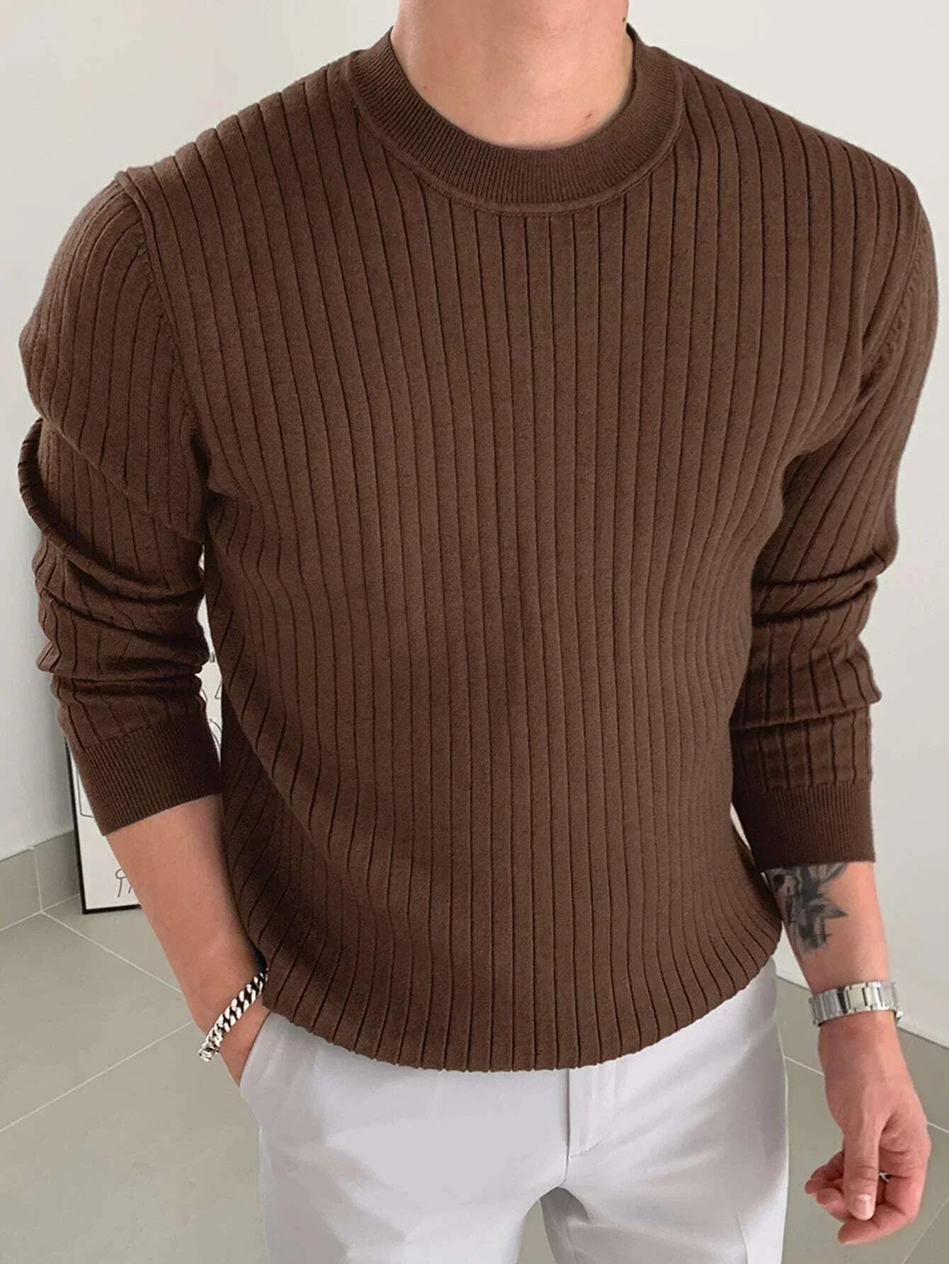 Cozy Knit Sweater for Men Soft Warm Casual Pullover