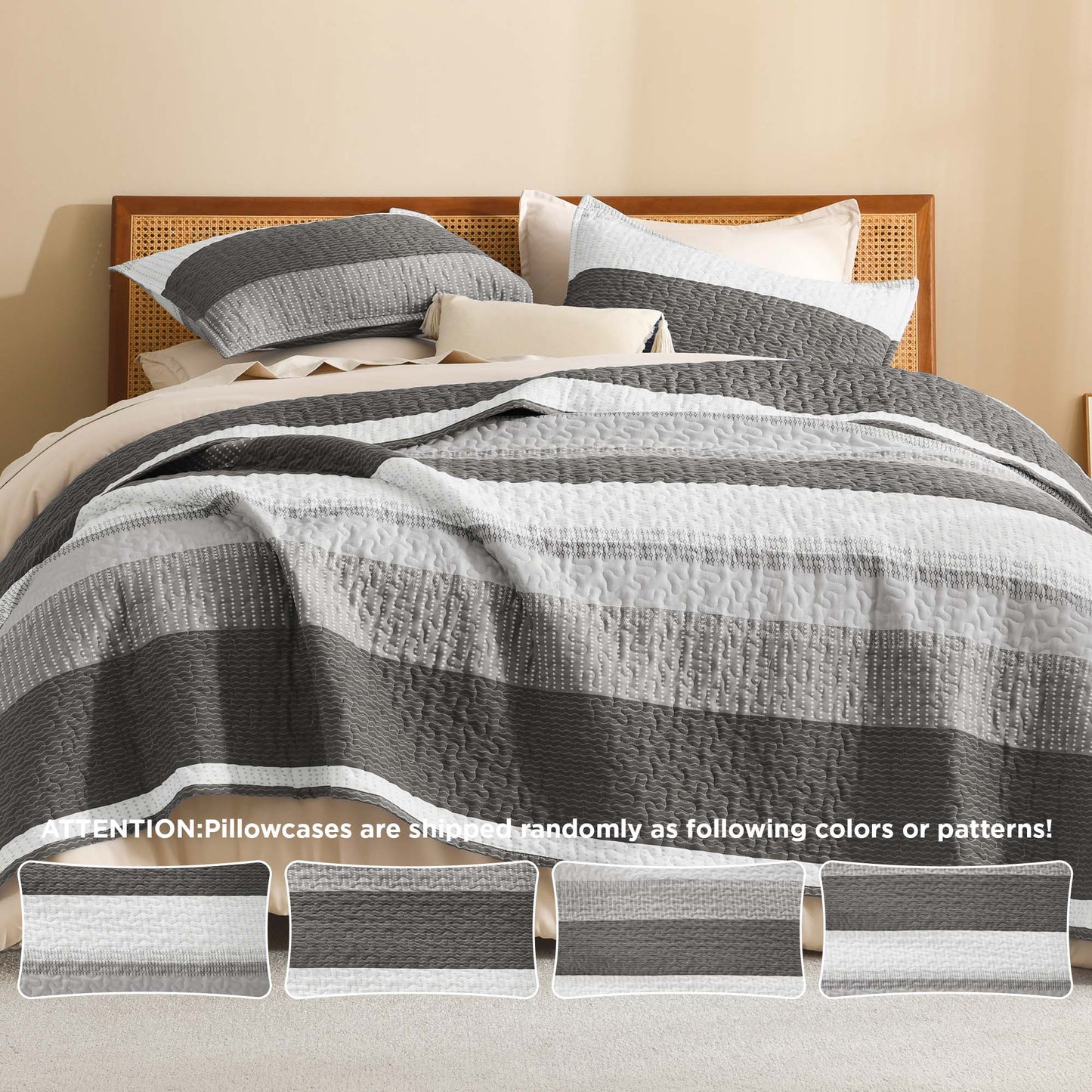 Striped Quilt Set with Cozy Cloudlike Comfort
