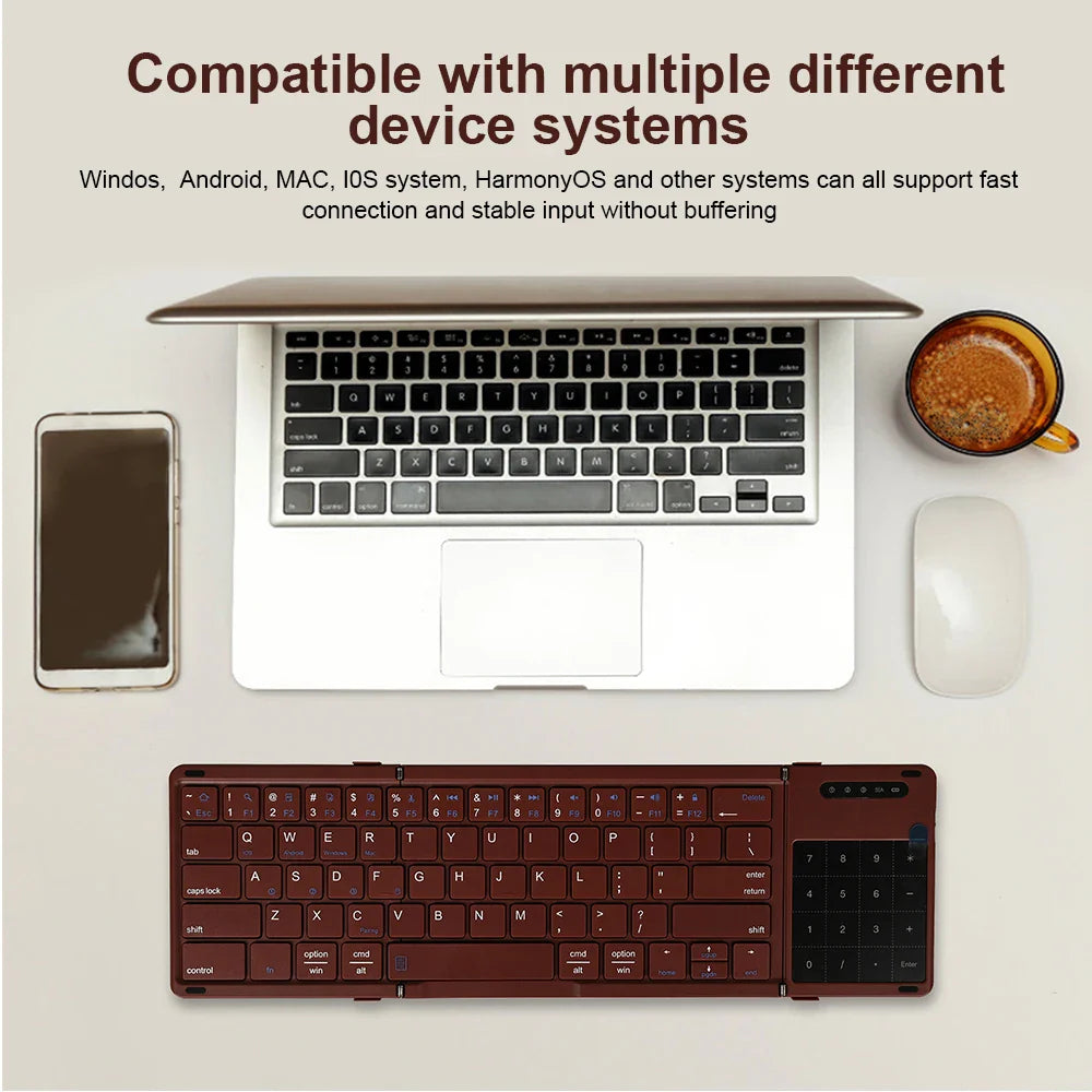 Slim Portable Tri-Fold Bluetooth Wireless Keyboard