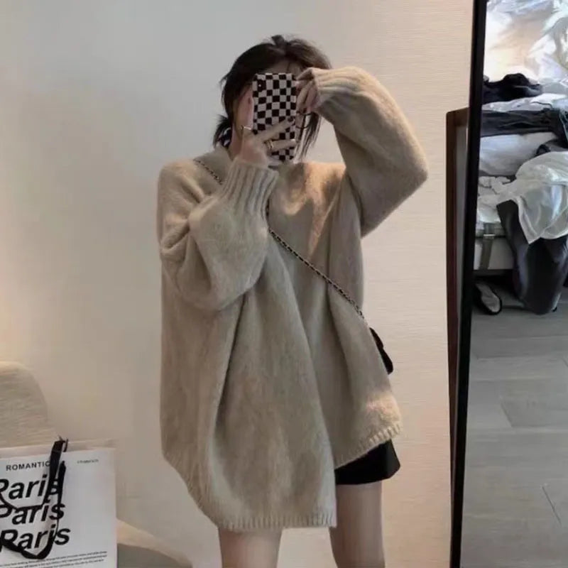 Cozy Oversized Knit Cardigan with Button Closure