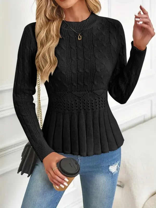 Cozy Chic Chunky Knit Crew Neck Sweater