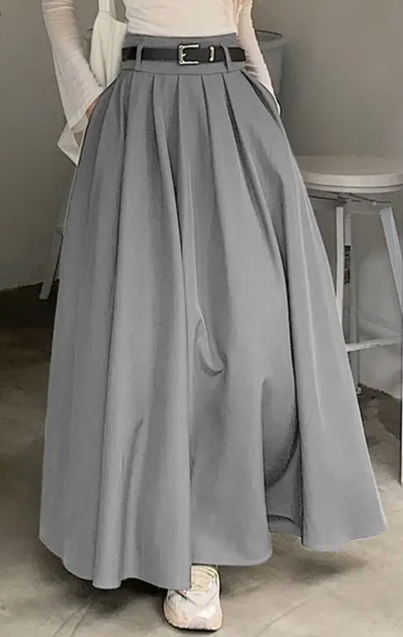 Elegant Long Pleated High-Waist Skirt