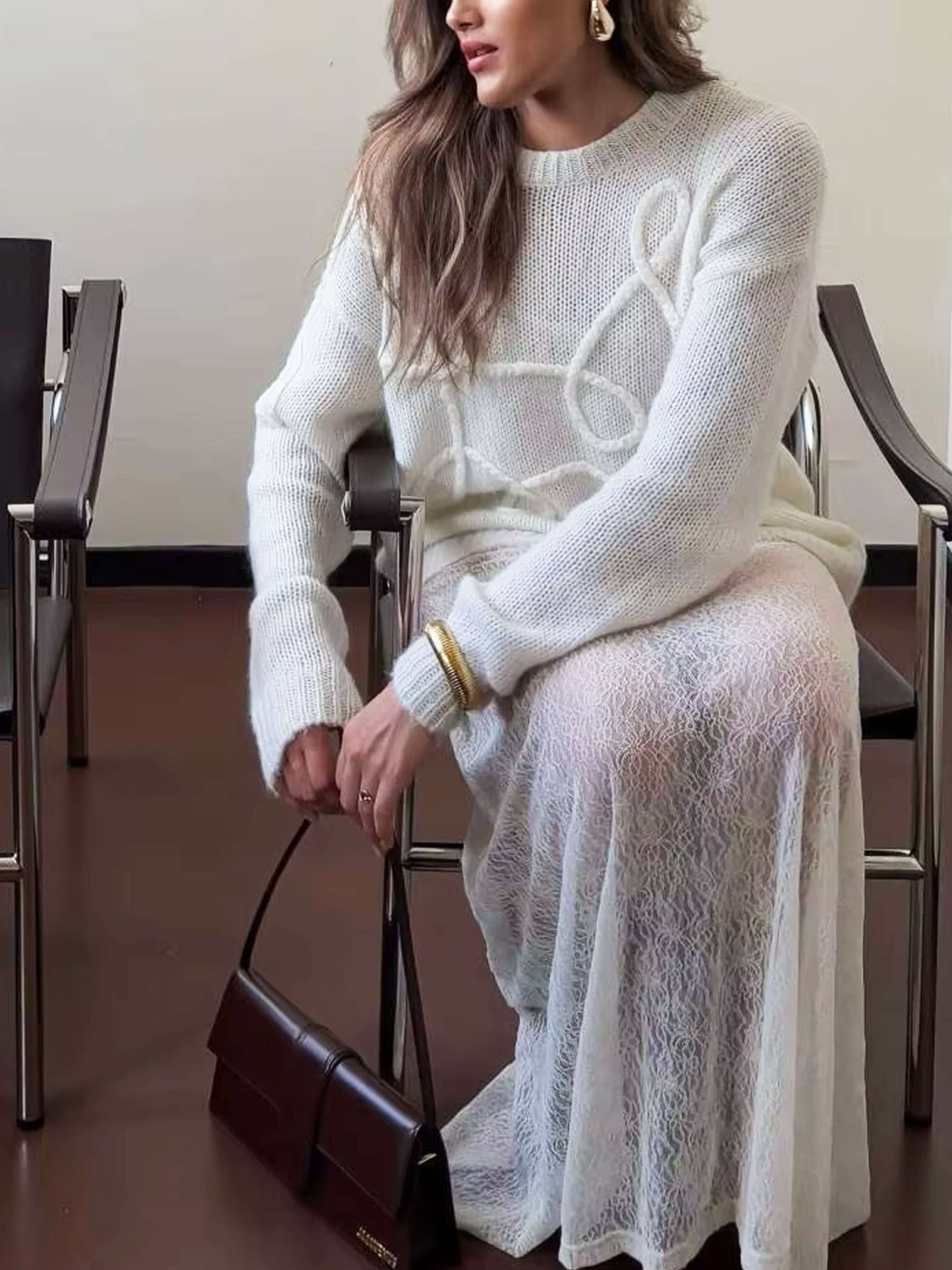 Cozy Oversized Sweater with Elegant Embroidered Details