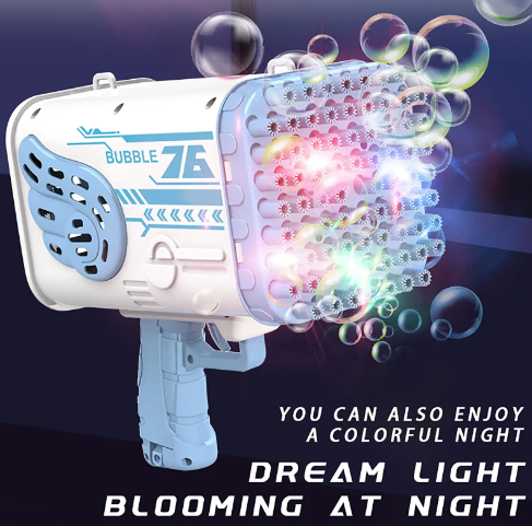 Outdoor Bubble Machine with Colorful Light Rocket Launcher Toy