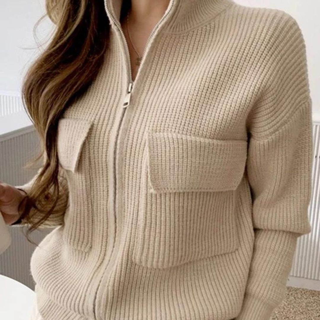 Cozy Zip-Up Sweater with Pockets for Everyday Style