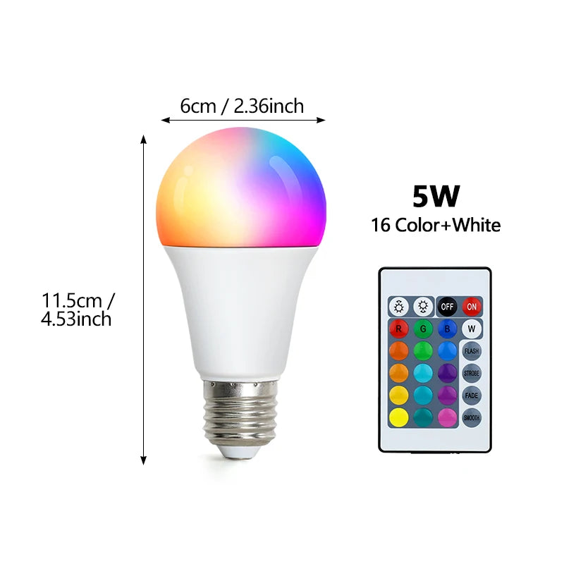 Smart Remote Control RGB LED Mood Light Bulb