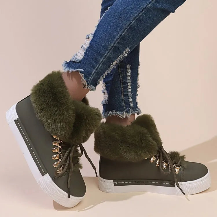 Cozy Wool Lace-Up Winter Boots for Women