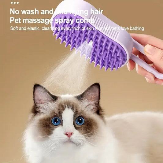 Steam-Infused Pet Grooming Brush for Smooth Fur