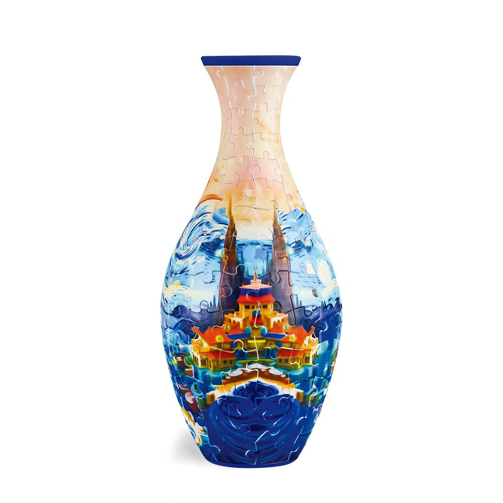 3D Floral Jigsaw Puzzle Vase Decor